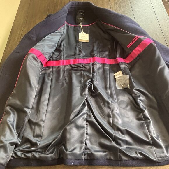 Talbots Long Navy Woven in Italy Wool Blend Luxurious Collection Coat 14P $349 - Picture 11 of 13